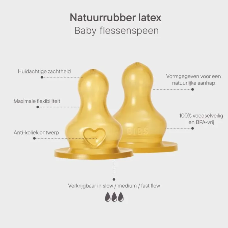 BIBS Babyfles 270 ML Ivory met Latex speen en opvouwbaar trechtertje