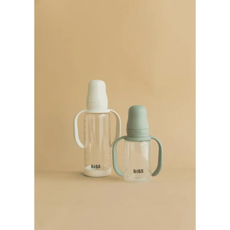 BIBS Babyfles 150 ML Ivory met Latex speen en opvouwbaar trechtertje