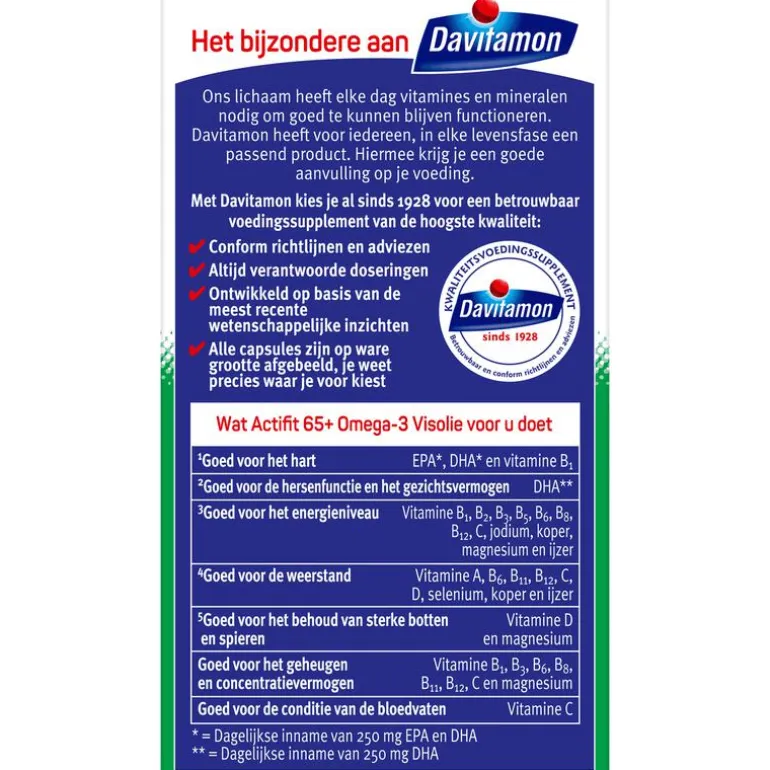 Davitamon Actifit 65+ Omega 3 Visolie Capsules