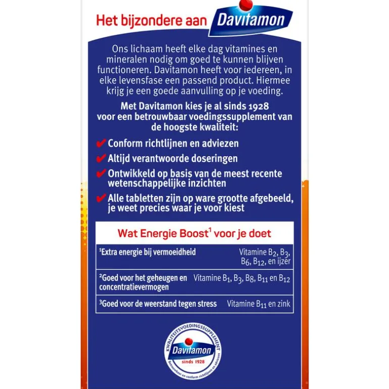 Davitamon Energie Boost Forte Kauwvitamines Bosvruchtensmaak