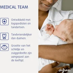 Difrax Fopspeen Natural 12 Maanden Lichtblauw BPA-vrij
