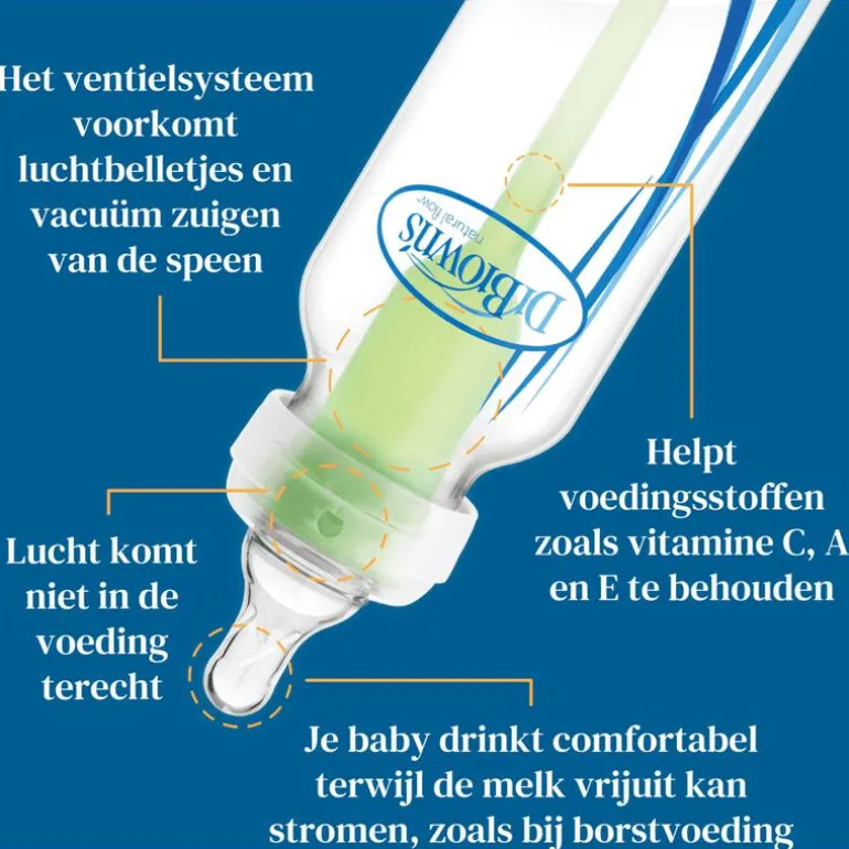 Dr. Brown’s Anti-Colic Smalle Halsfles Glas 250 ML