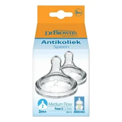 Dr. Brown’s Flesspeen 3+ Maanden Fase 2 Brede Halsfles 2 stuks