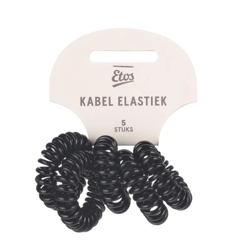 Etos Kabelelastieken Zwart 5St