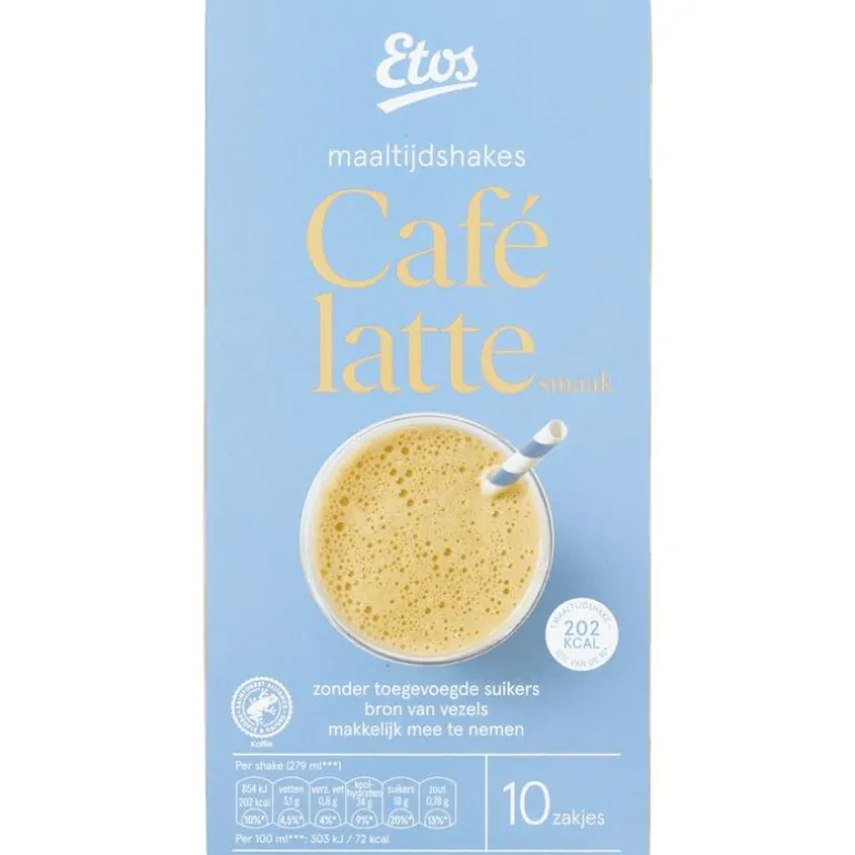 Etos Maaltijdshake Café Latte 10 sachets