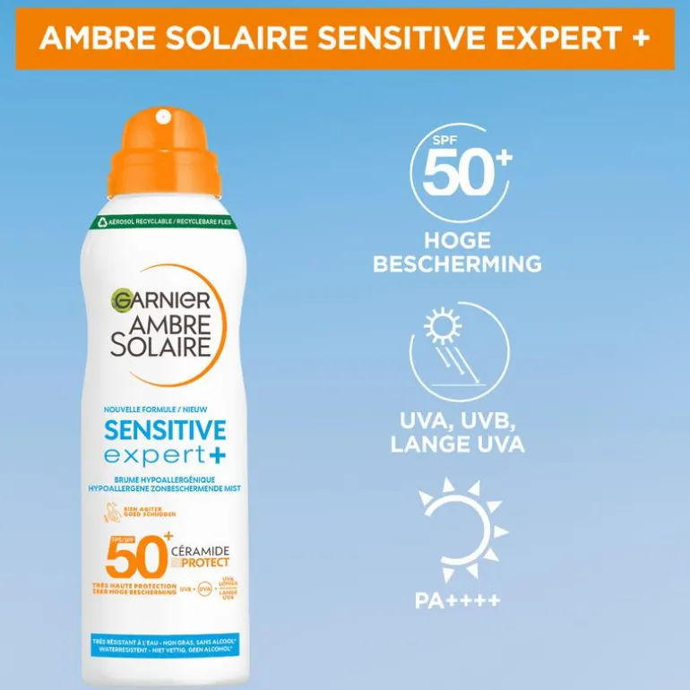 Garnier Ambre Solaire Sensitive Expert Hypoallergene Zonnebrand Mist SPF50 150 ML