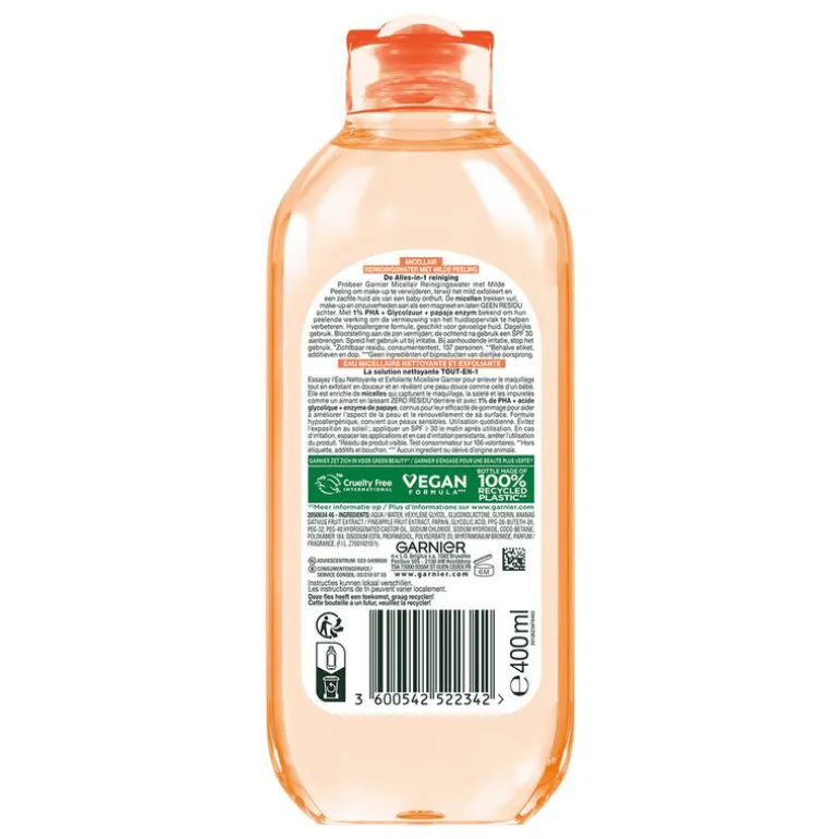 Garnier SkinActive Micellair Reinigingswater Milde Peeling Alles-in-1 400 ML