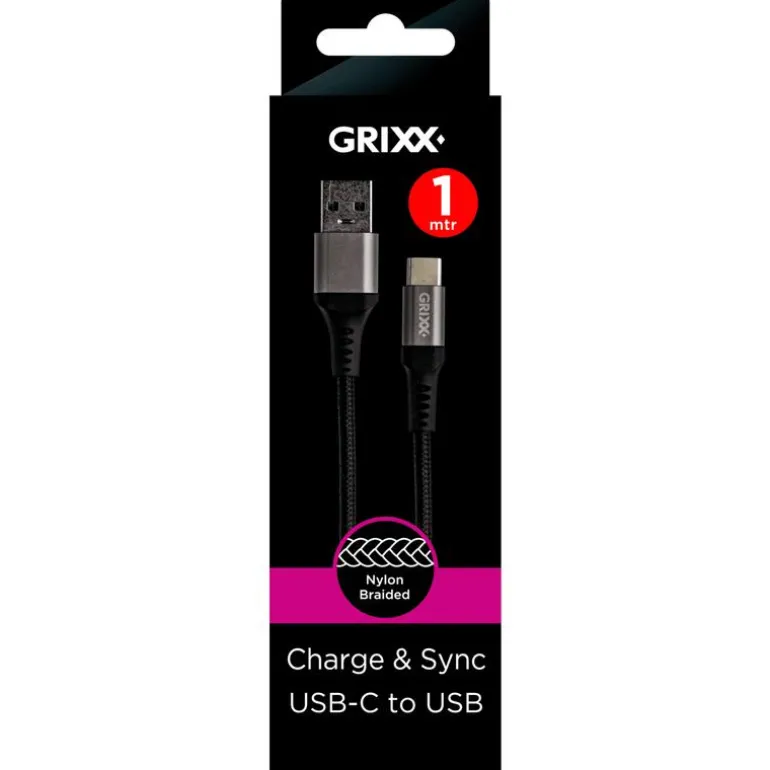 Grixx USB-C to USB-A 1M Black