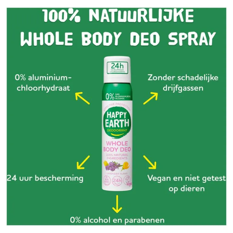 Happy Earth 100% Natural Whole Body Deo Spray Lavender Ylang 100ML