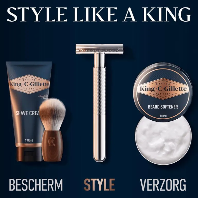 King C. Gillette Double Edge Safety Scheersysteem Met 5 Navulmesjes