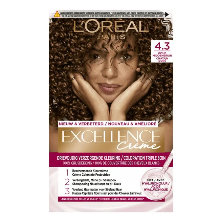 L'Oréal Paris Excellence Crème Verzorgende Crèmekleuring 4.3 Midden Goudbruin