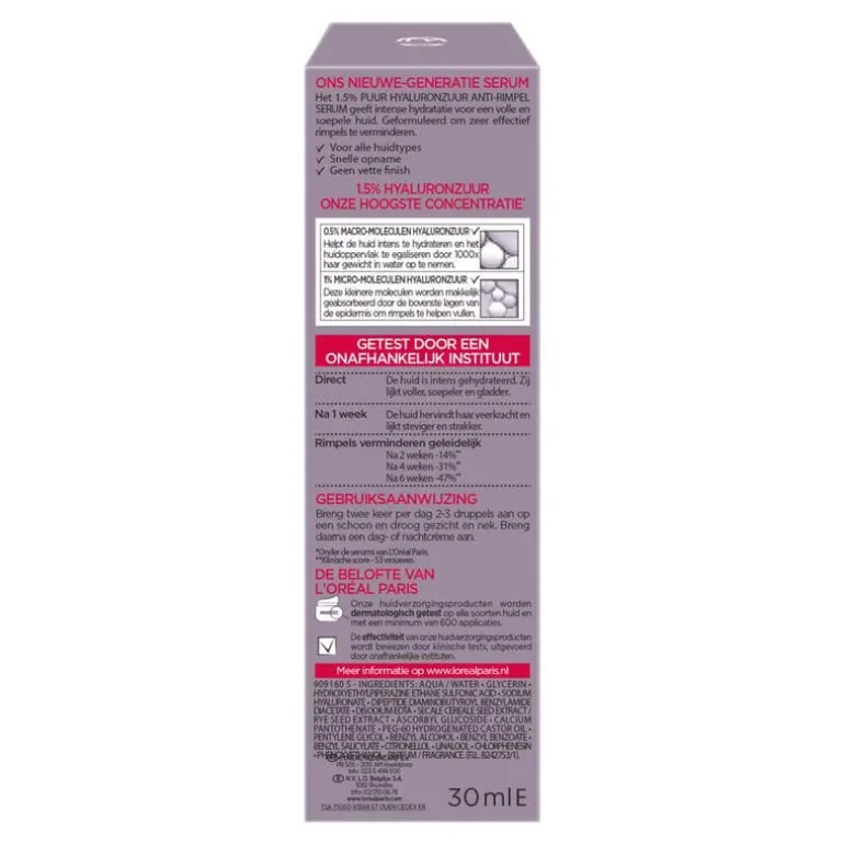 L'Oréal Paris Revitalift Filler 1,5% Hyaluronzuur Serum 30ML