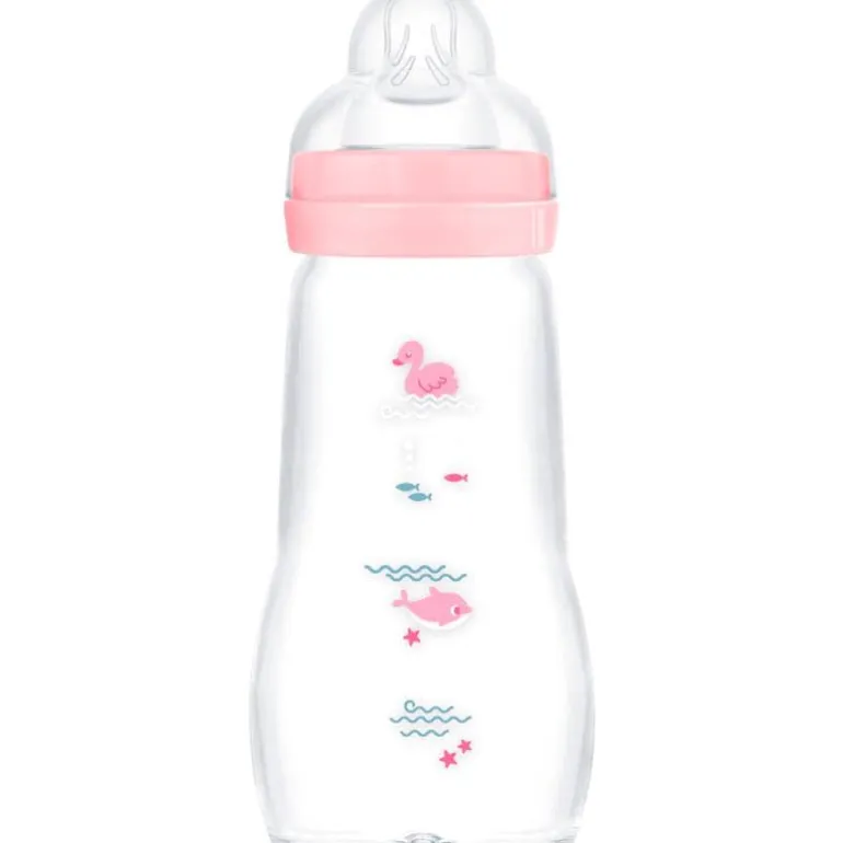 MAM Feel Good Glass Bottle Babyfles Pink 260 ML