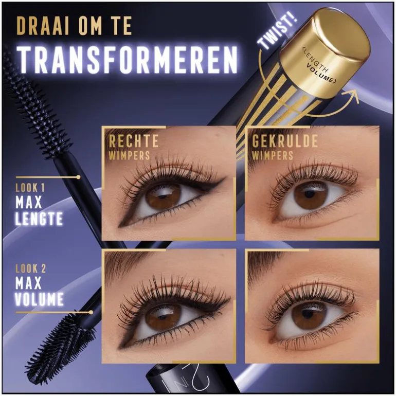 Max Factor Masterpiece 2In1 Lash Wow Mascara 03 Midnight Black