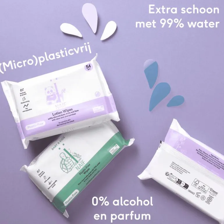 Naif plasticvrije waterdoekjes single pack 1x40