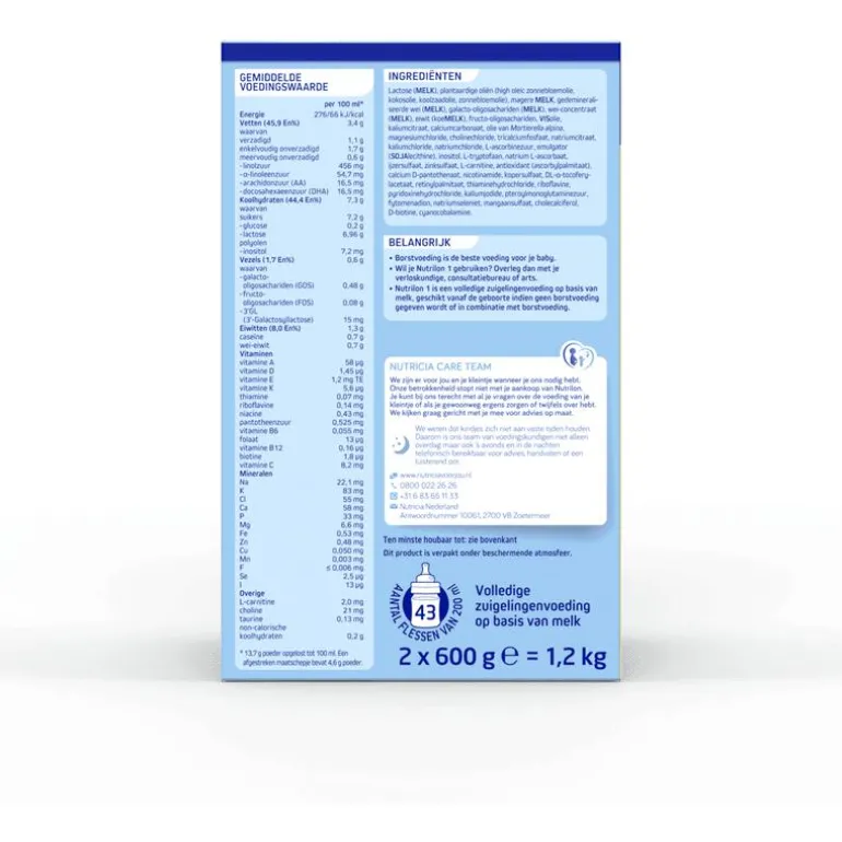 Nutrilon 1 Volledige Zuigelingenvoeding Baby 0-6 Maanden 1200 gram