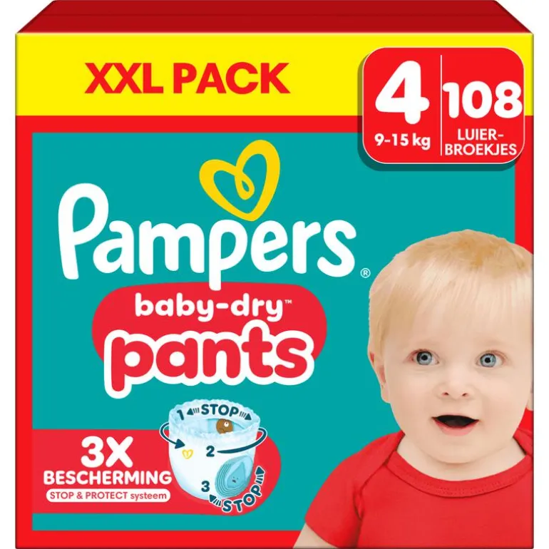 Pampers Baby Dry Pants XXL Pack Luierbroekjes Maat 4 9-15 KG 108 Stuks