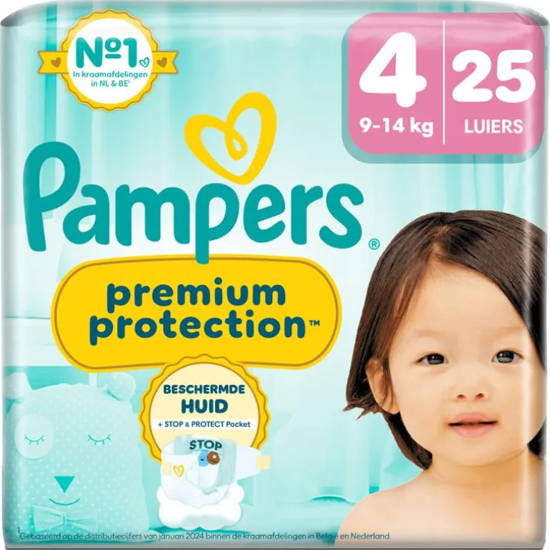 Pampers Premium Protection Luiers Maat 4 9-14 KG 25 Stuks