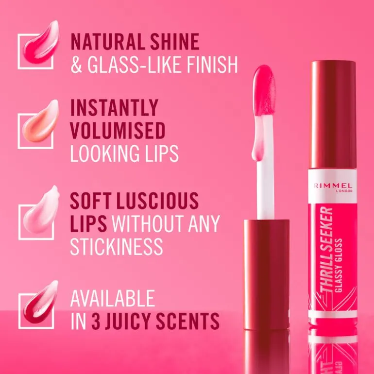 Rimmel London Thrill Seeker Glassy Gloss Lipgloss 350 Pink To The Berry 10 ML