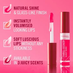 Rimmel London Thrill Seeker Glassy Gloss Lipgloss 250 Peachy Vibes 10 ML