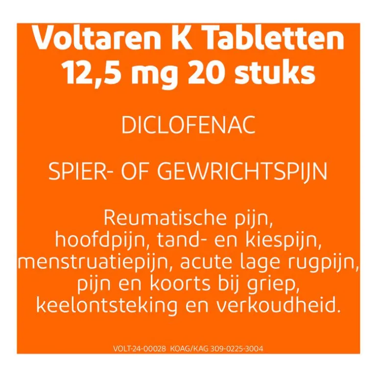 Voltaren K 12,5 MG Pijnstiller Filmomhulde Tabletten Diclofenac-Kalium 20 stuks